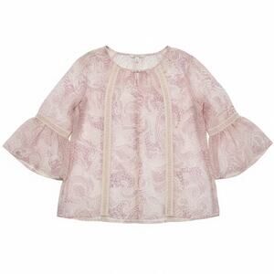 Lauren Conrad Light Pink Paisley Semi Sheer Boho Shirt Boho Romantic Cottage XL